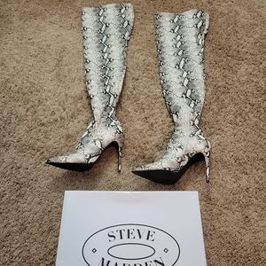 Steve Madden Dominique Thigh High Boots- Snake Print